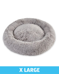 XL Comfy Long Pile Pet Bed - Grey