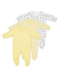 Yellow Baby Sleepsuits 3 Pack