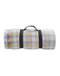 Yellow Check Travel Fleece Blanket