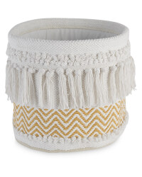 Yellow & White Textured Basket