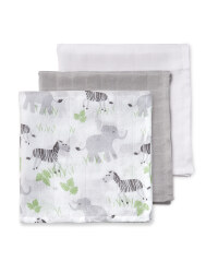 Zoo Muslin Cloths 3 Pack