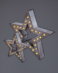 Kirkton House Wooden Stars 2 Pack - Rustic Brown