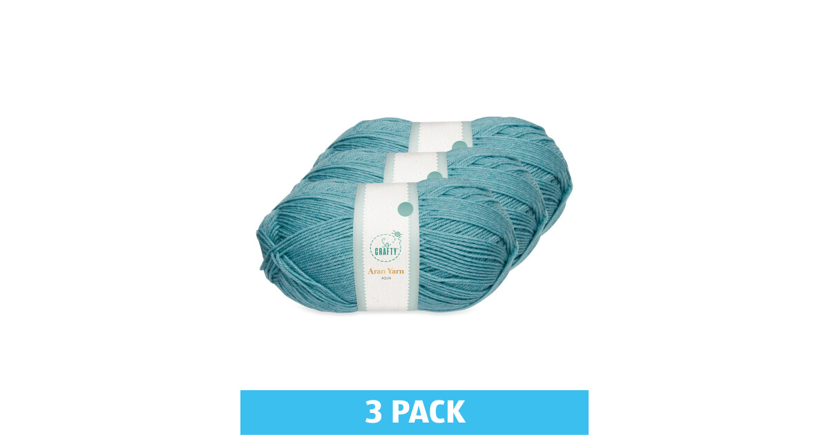 So Crafty Aran Yarn Aqua 3 Pack ALDI UK