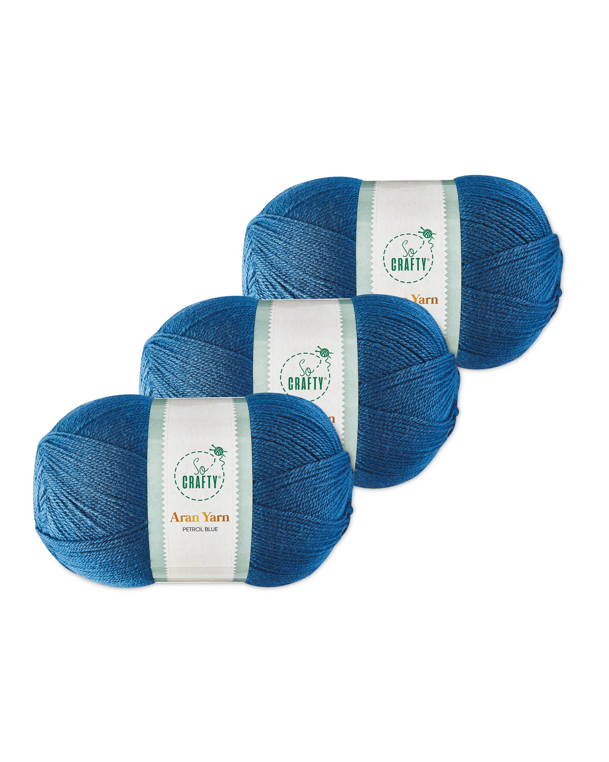 Petrol Blue Aran Yarn 3 Pack ALDI UK