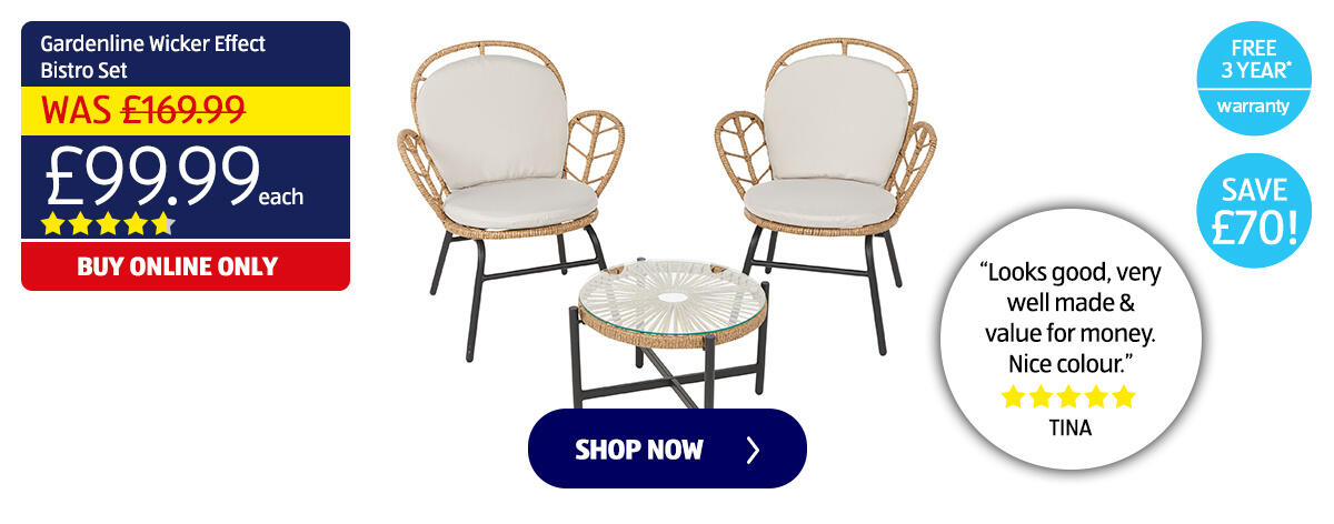 Gardenline Wicker Effect Bistro Set