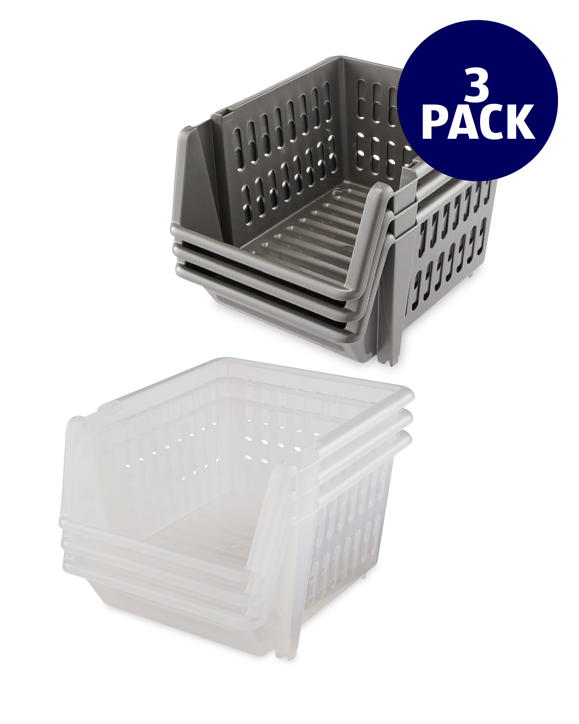 3 Pack Stackable Baskets ALDI UK