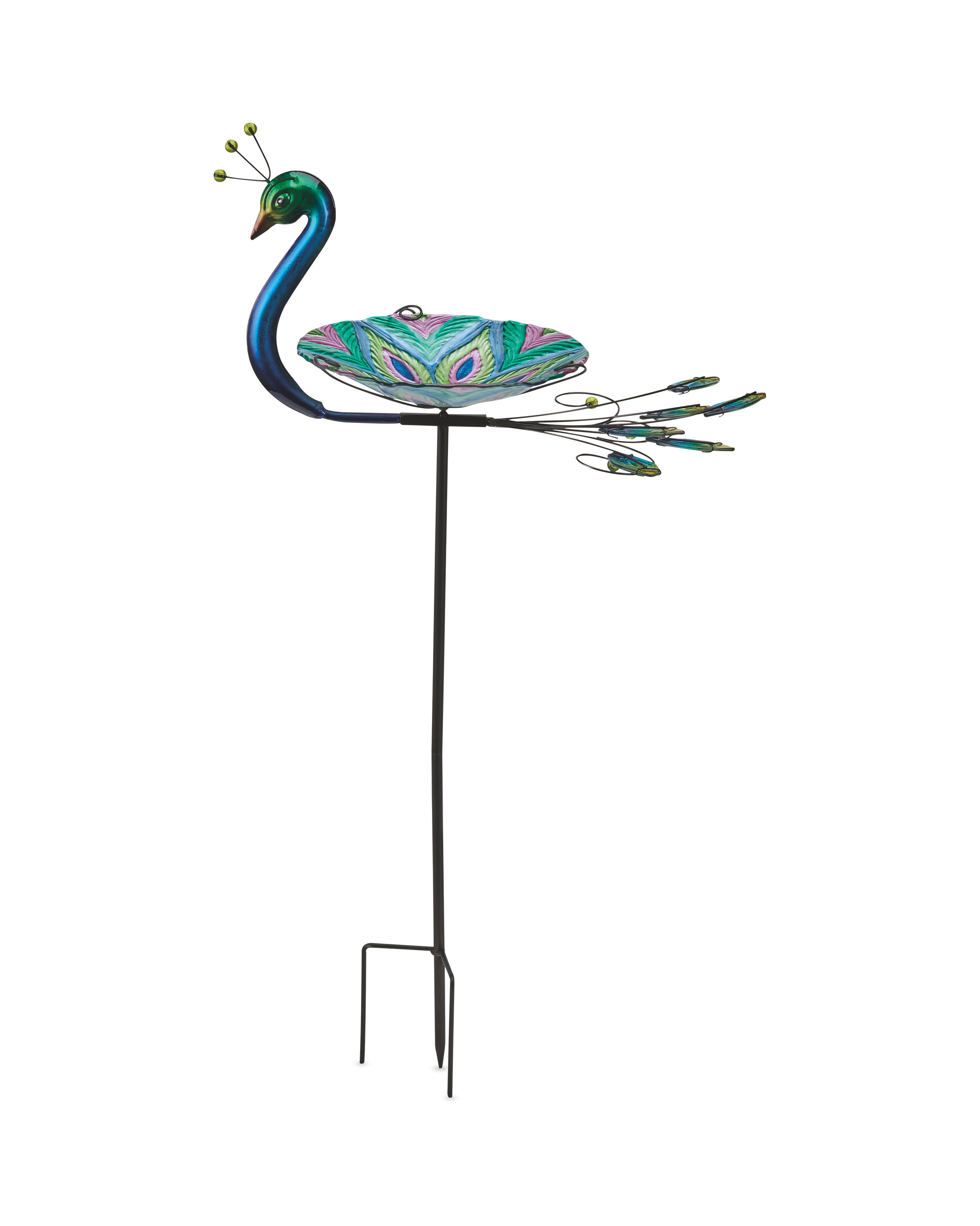 3D Blue & Purple Peacock Bird Bath - ALDI UK