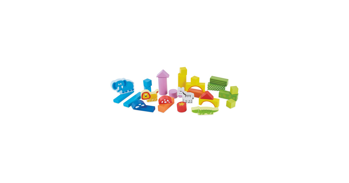 Wooden Jungle Building Blocks Toy ALDI UK