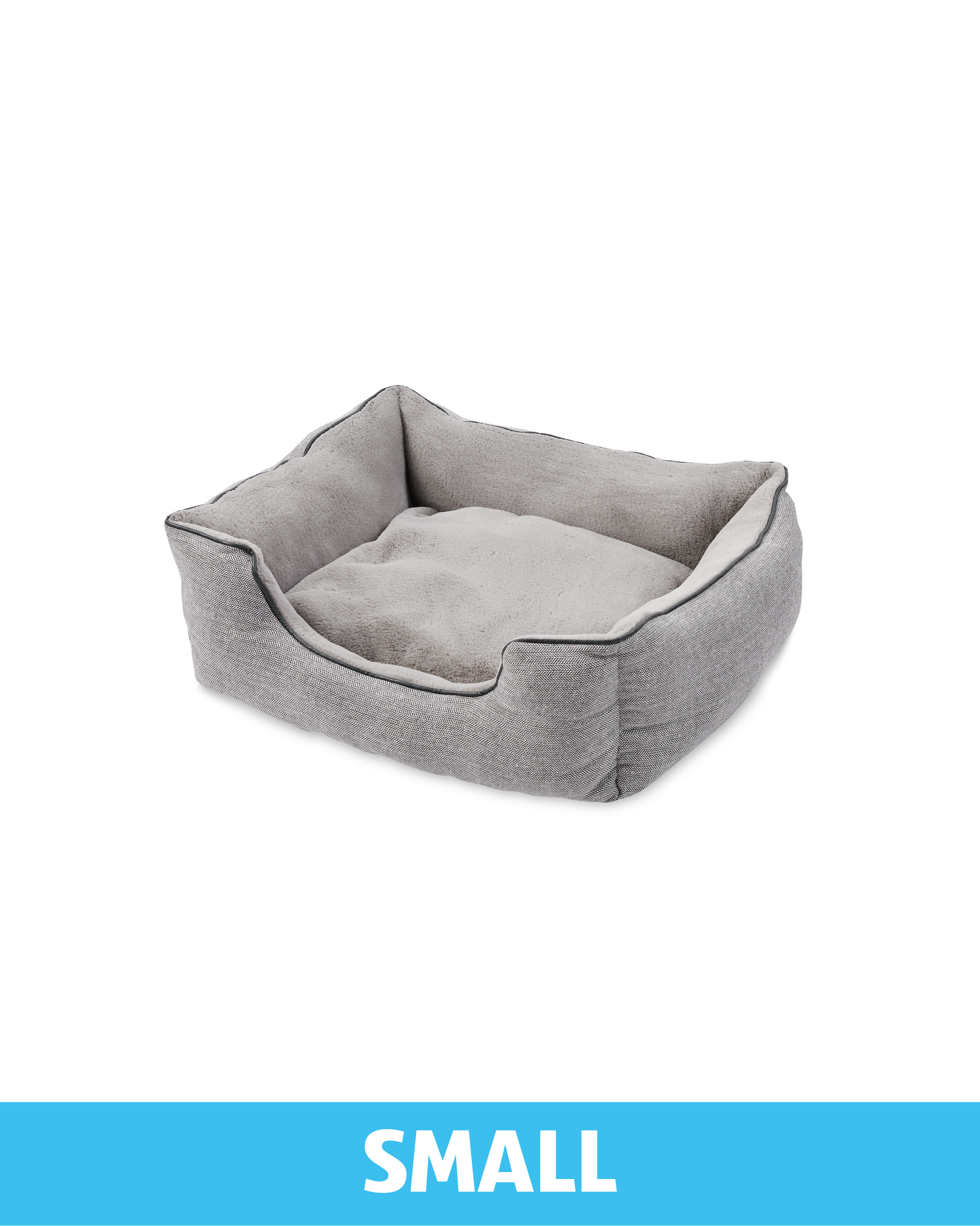 Small Plush Grey Herringbone Dog Bed ALDI UK