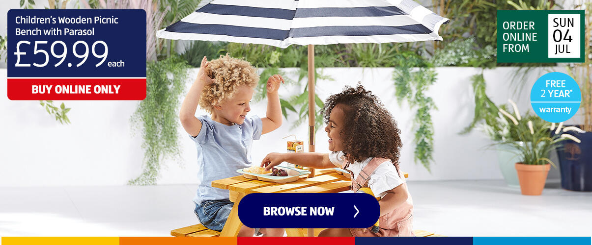 Childrenâ€™s Wooden Picnic Bench with Parasol