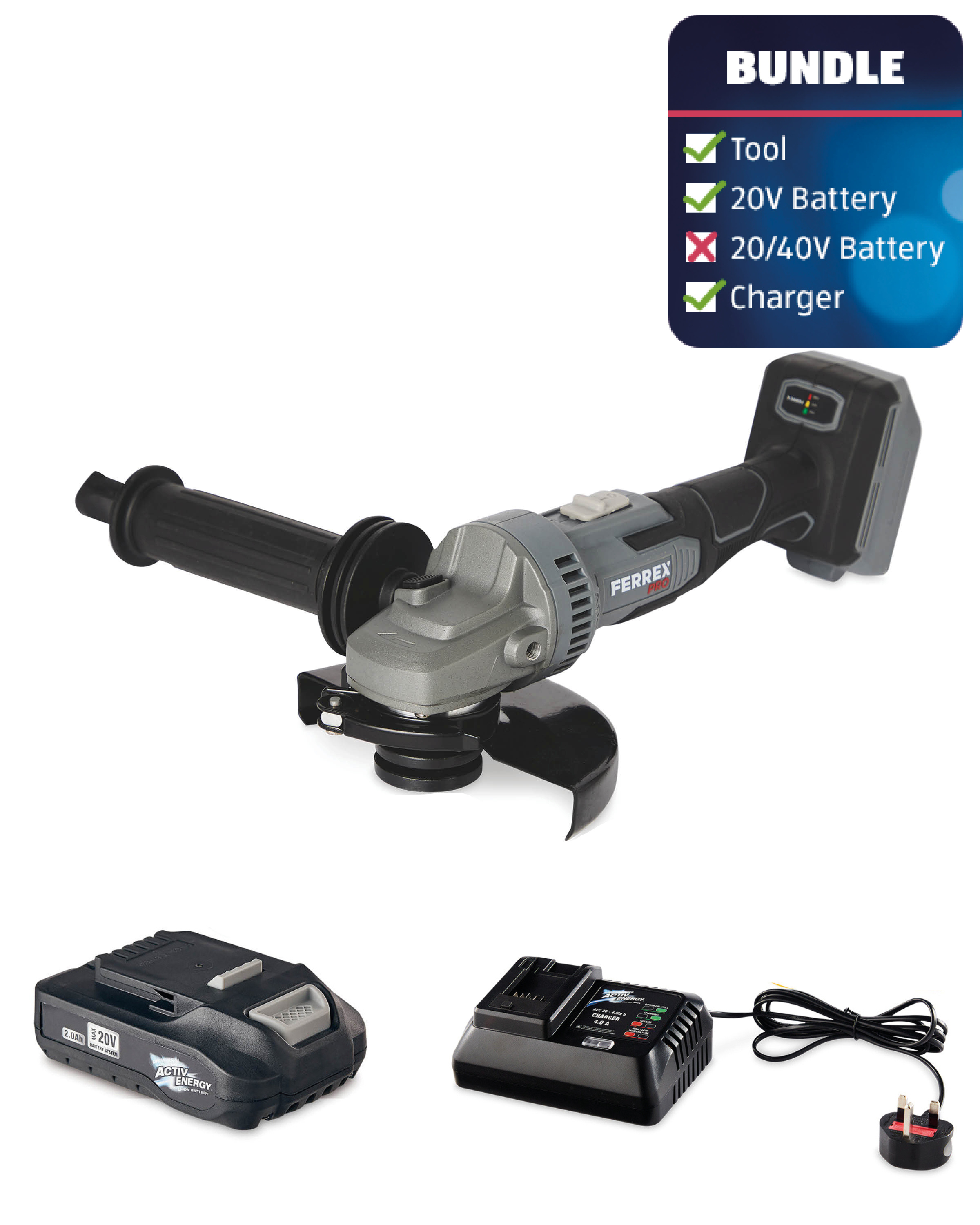 Angle Grinder 20V Battery & Charger ALDI UK