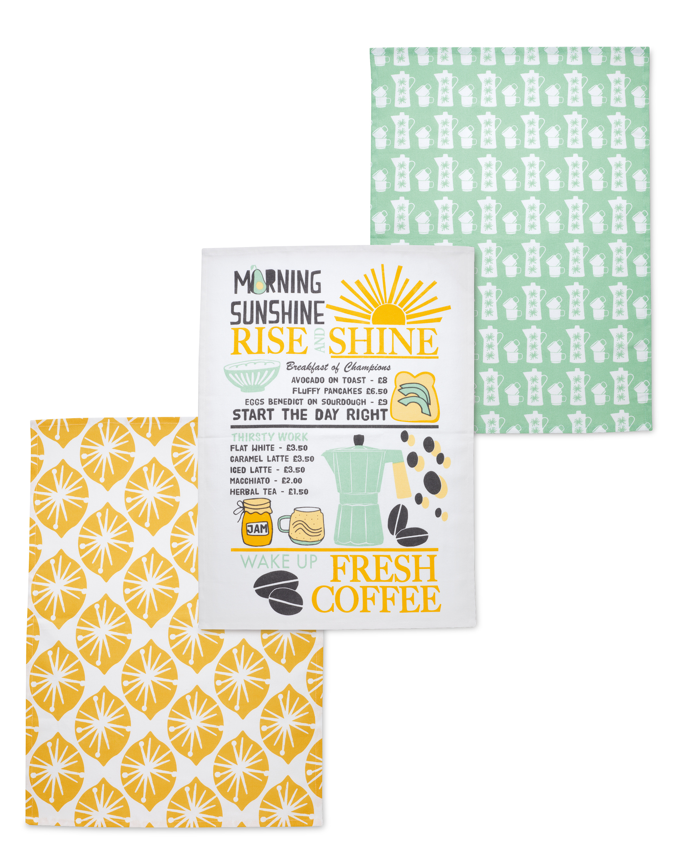 Breakfast Menu Tea Towel 3 Pack ALDI UK