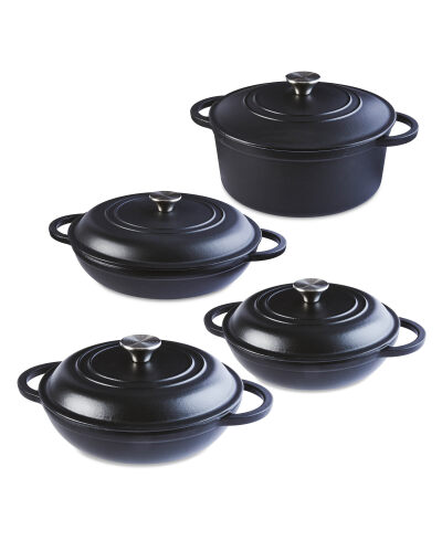 Black Cast Iron Cookware 4 Pack - ALDI UK