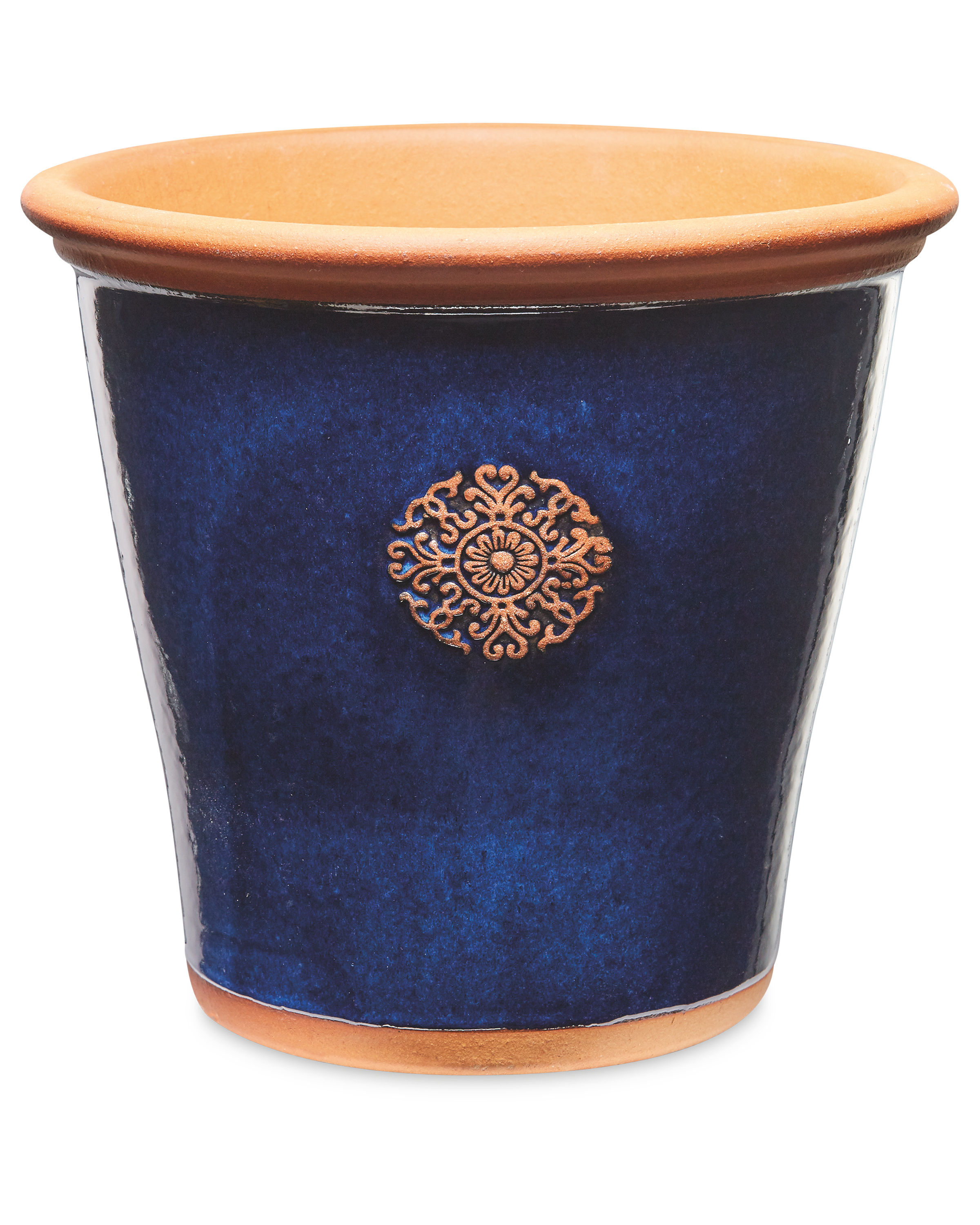 Blue Glazed Pot With Terracotta Rim ALDI UK