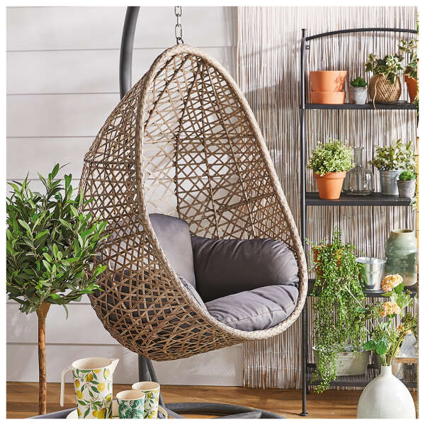 Rattan Hanging Egg Chair | Egg Pod Chair | ALDI UK - ALDI UK
