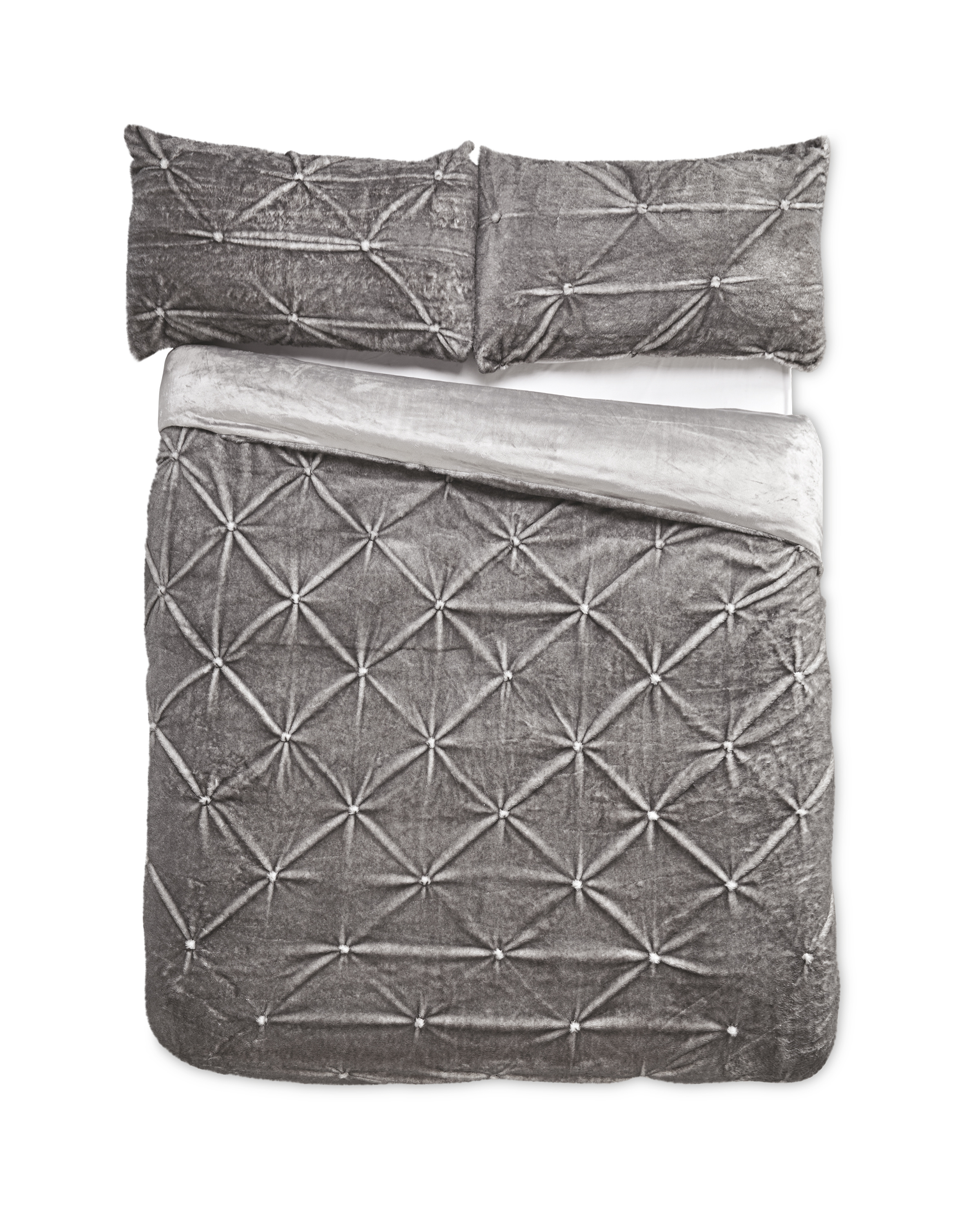 Charcoal Faux Fur Double Duvet Set ALDI UK
