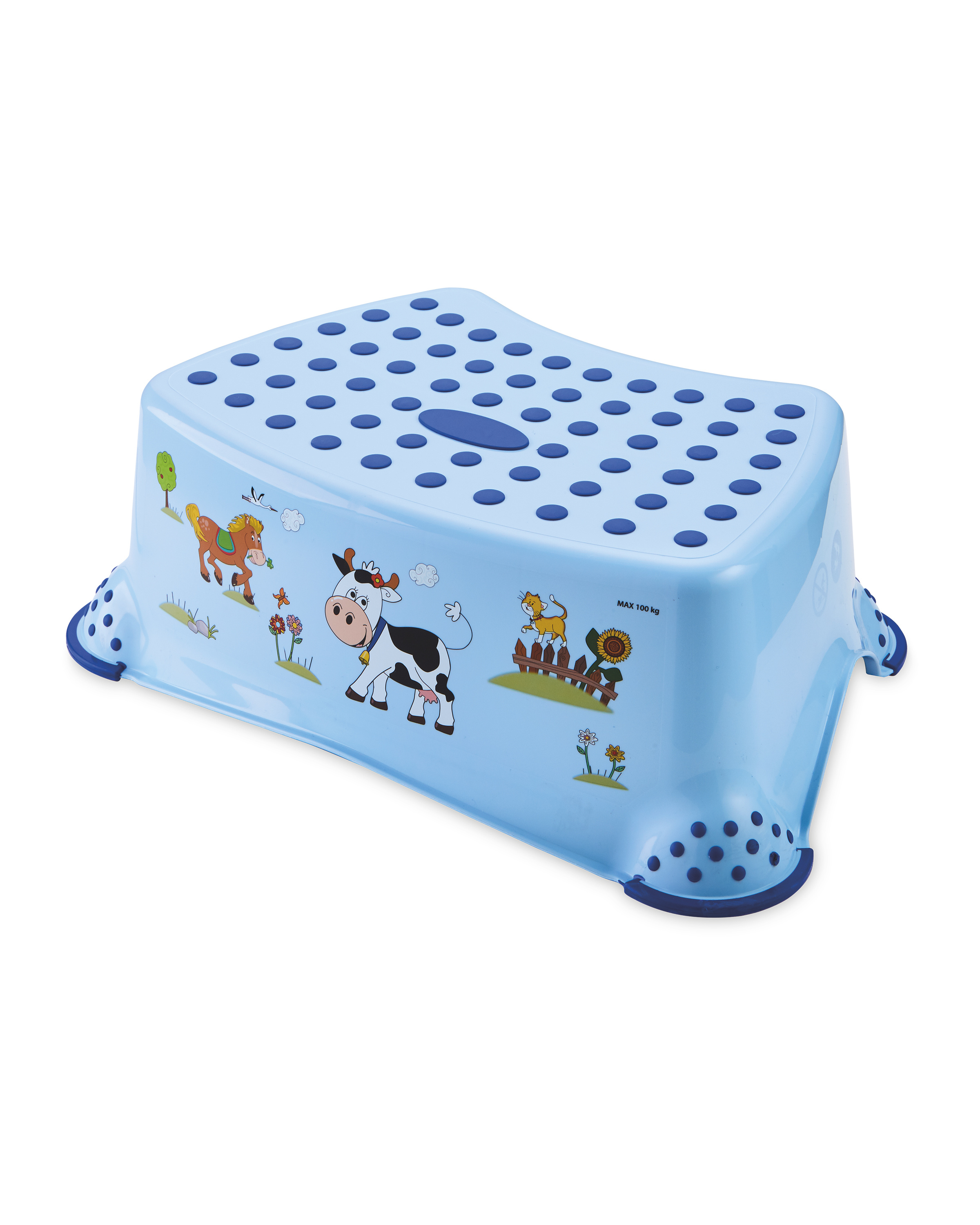 Childrens Blue Farm Step Stool ALDI UK