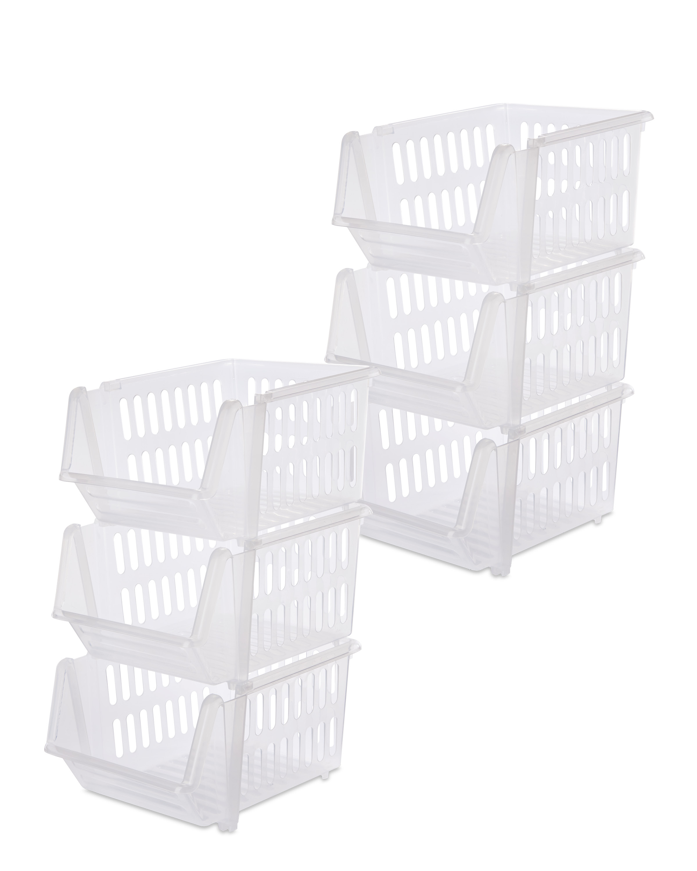 Clear Stackable Baskets 6 Pack - ALDI UK