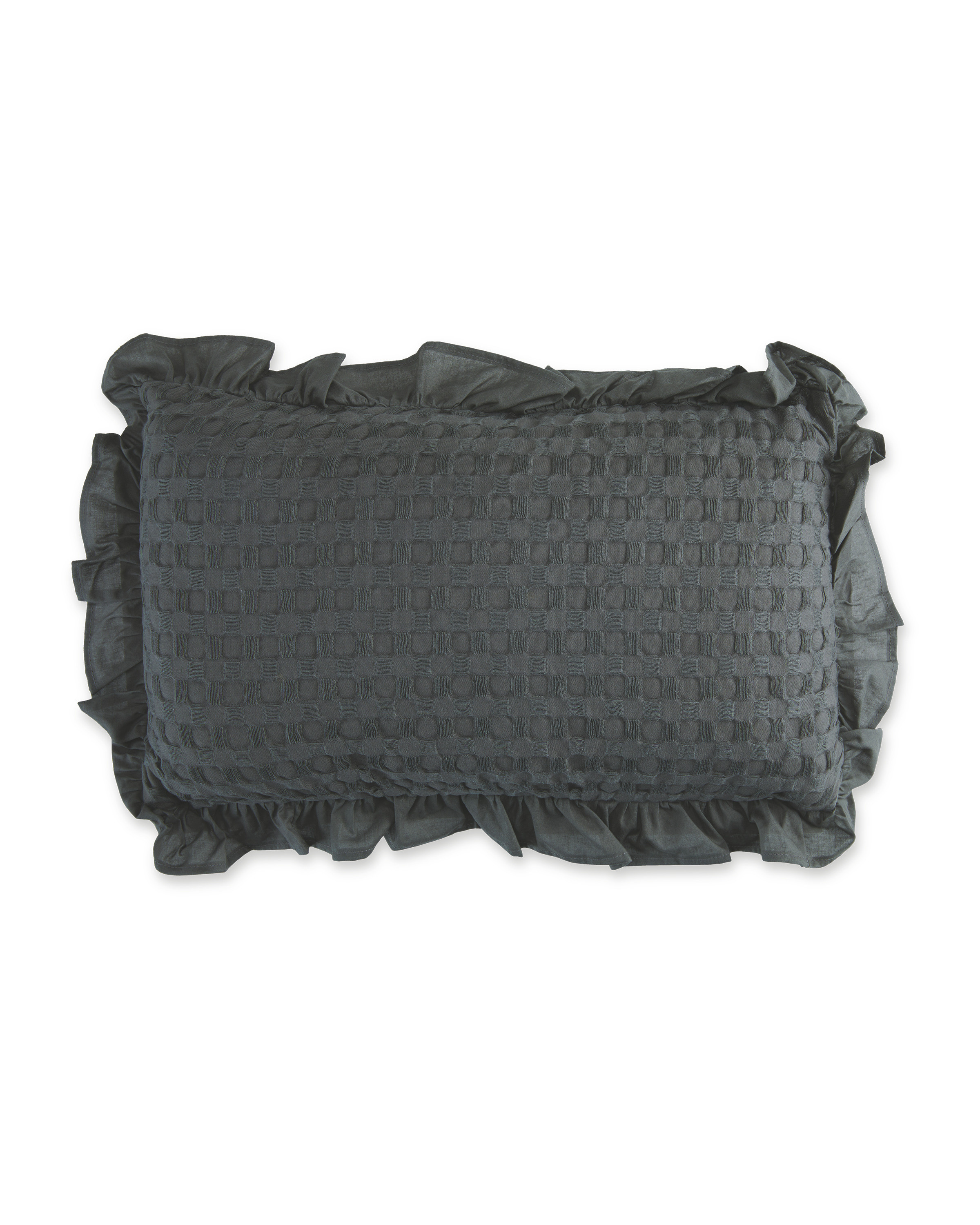 Dark Grey Waffle Frill Cushion ALDI UK
