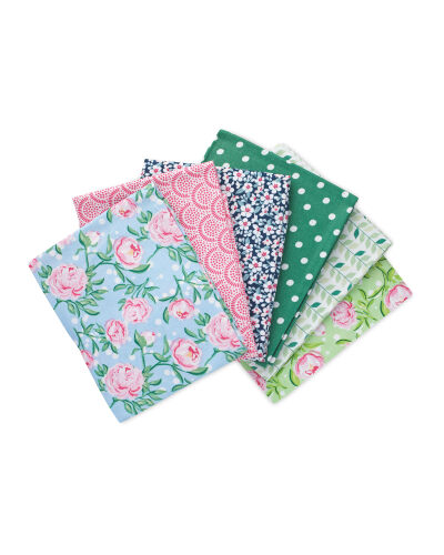 Flower Fabric Fat Quarters 6 Pack - ALDI UK