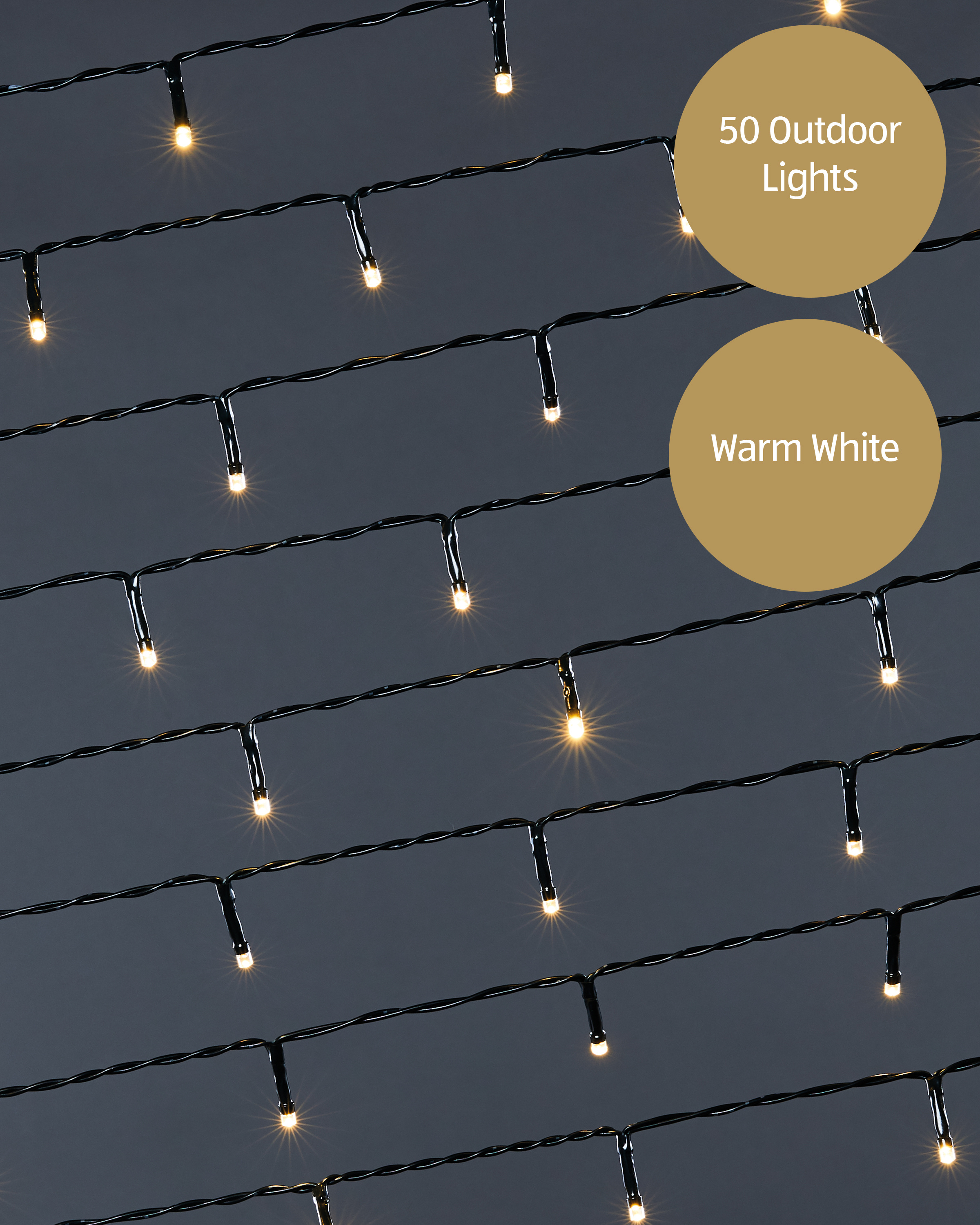 50 Green/Warm LED Outdoor Lights ALDI UK