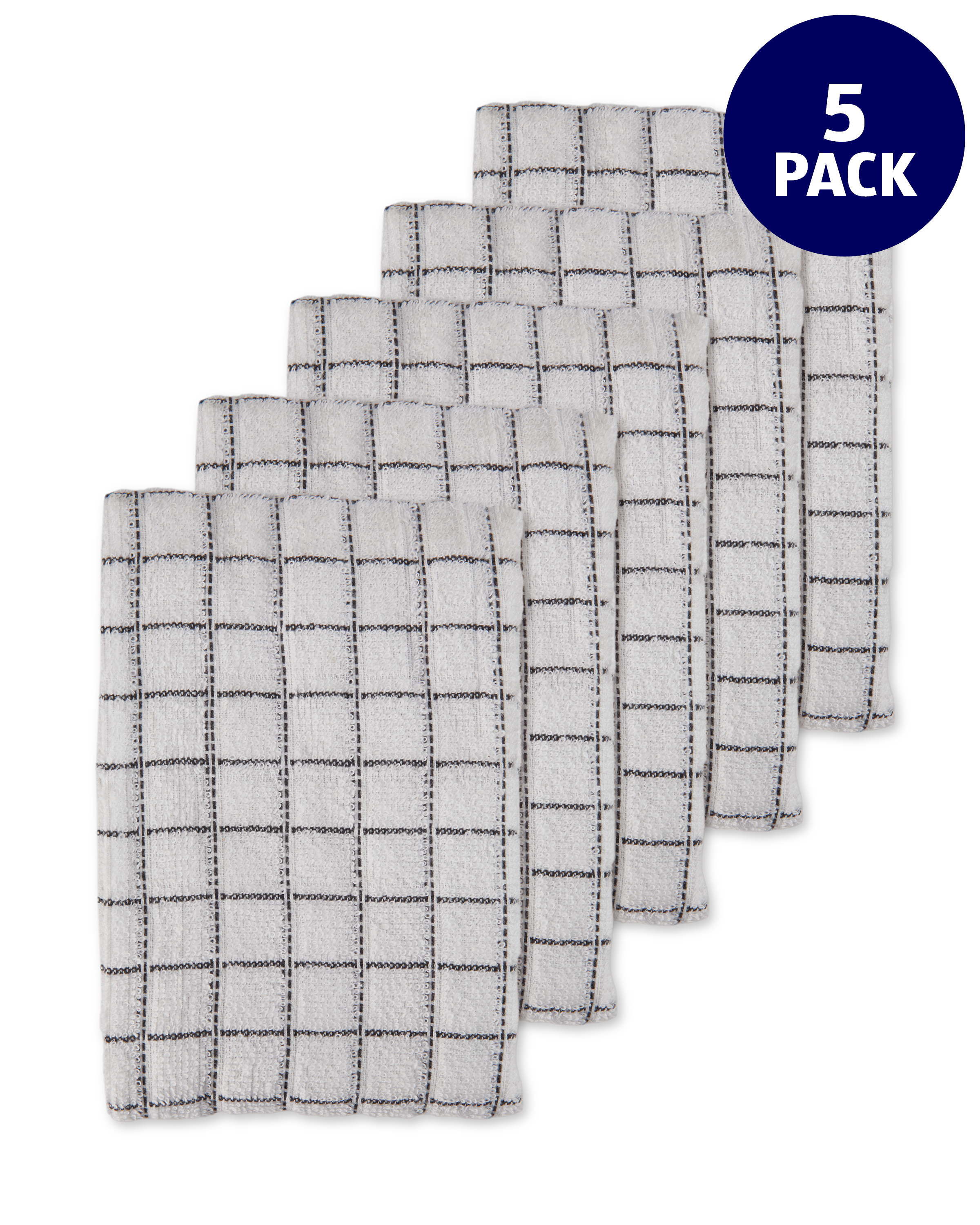 Grey Terry Tea Towels 5 Pack ALDI UK