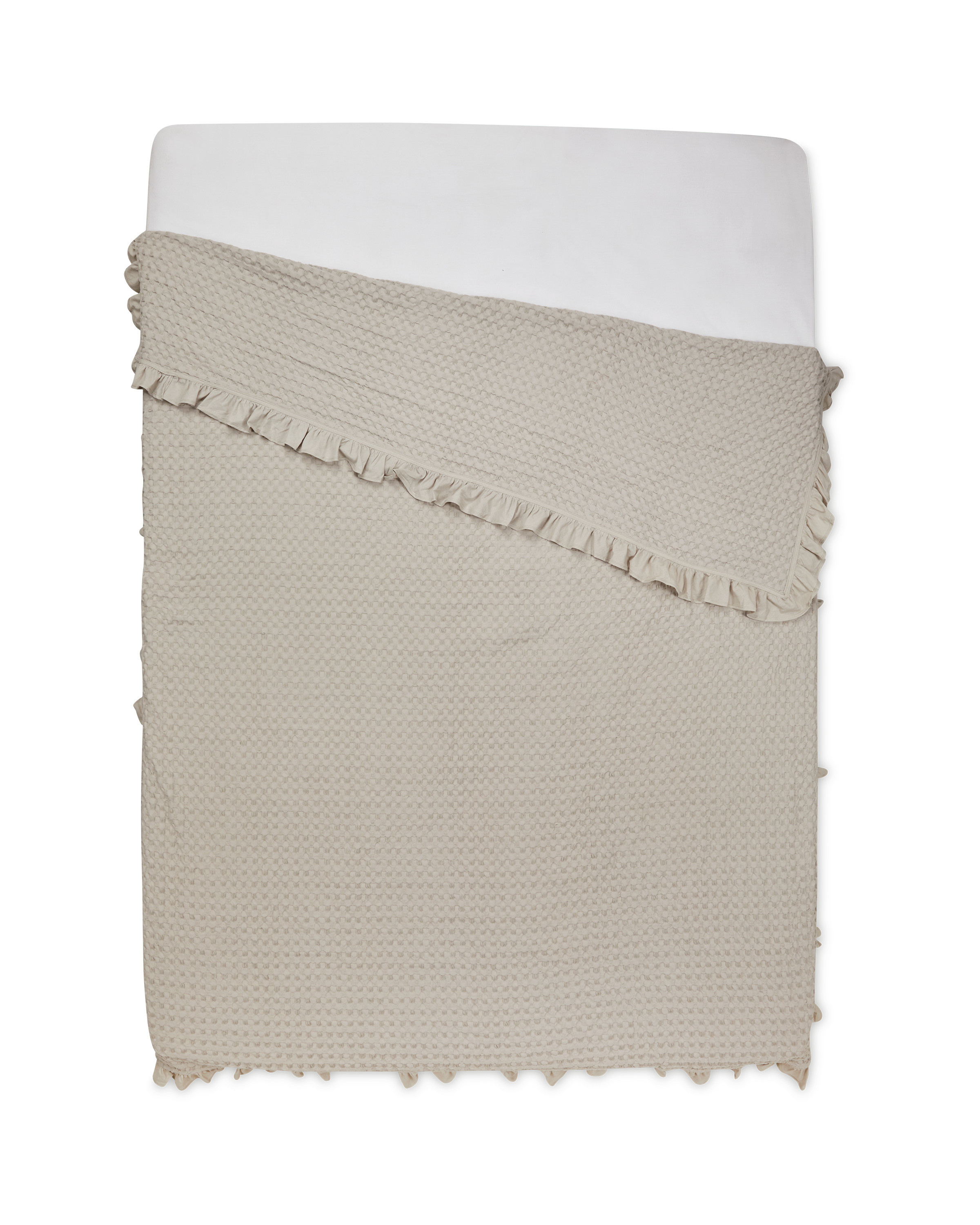Grey Waffle Frill Throw ALDI UK