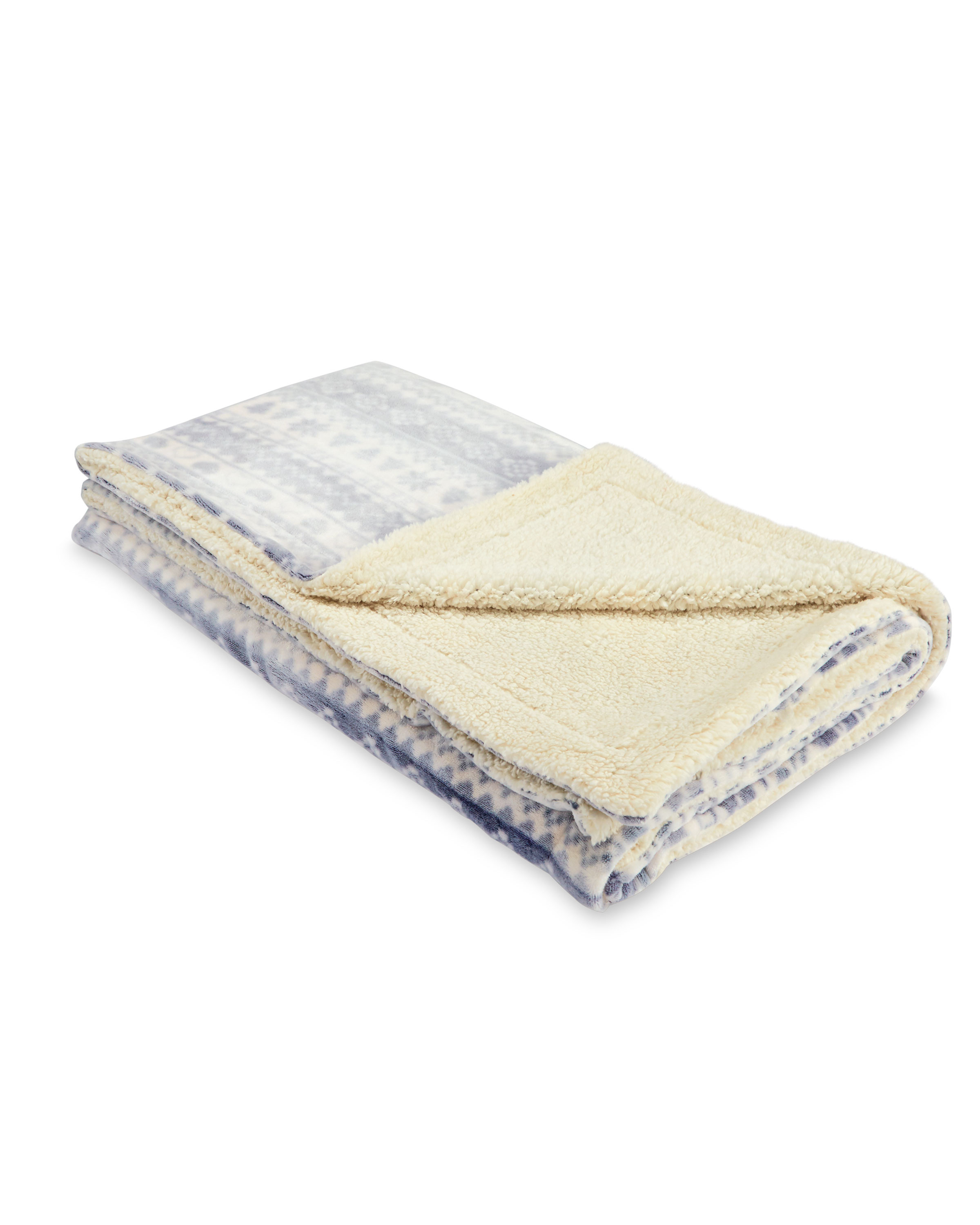 Scandi Sherpa Fleece Blanket ALDI UK