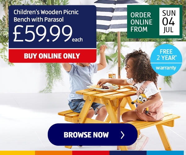 Childrenâ€™s Wooden Picnic Bench with Parasol