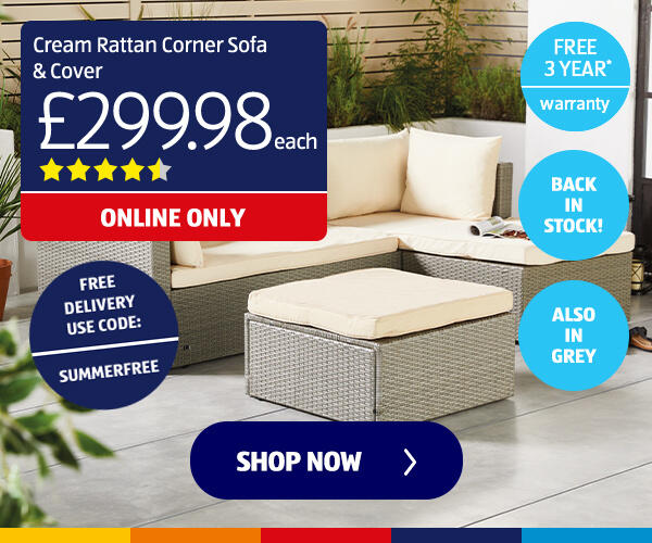 Cream Rattan Corner Sofa & Cover