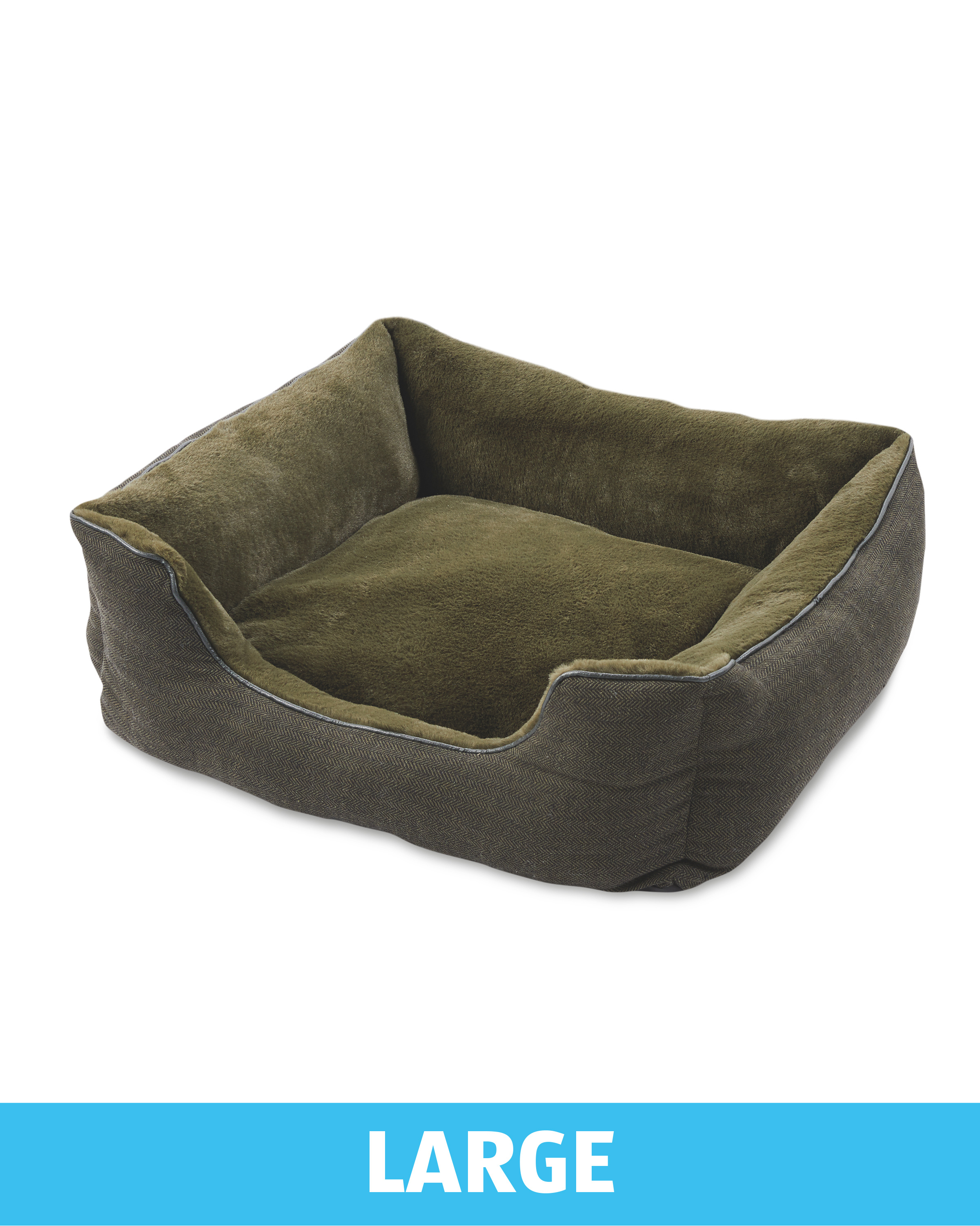 Large Khaki Herringbone Dog Bed ALDI UK