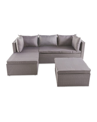 Rattan Effect Light Grey Corner Sofa | 2020 | ALDI UK