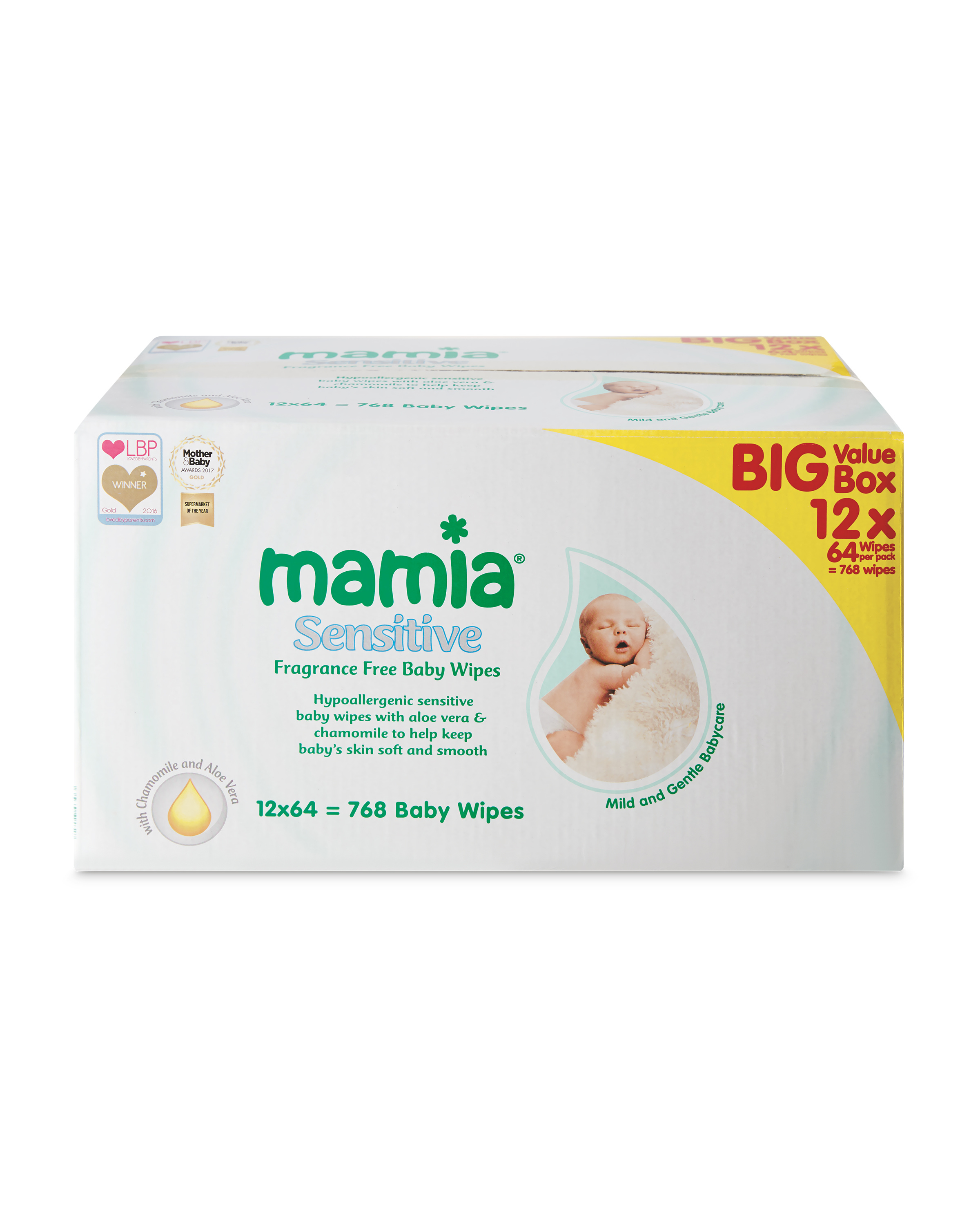 Mamia Sensitive Baby Wipes 12 Pack ALDI UK