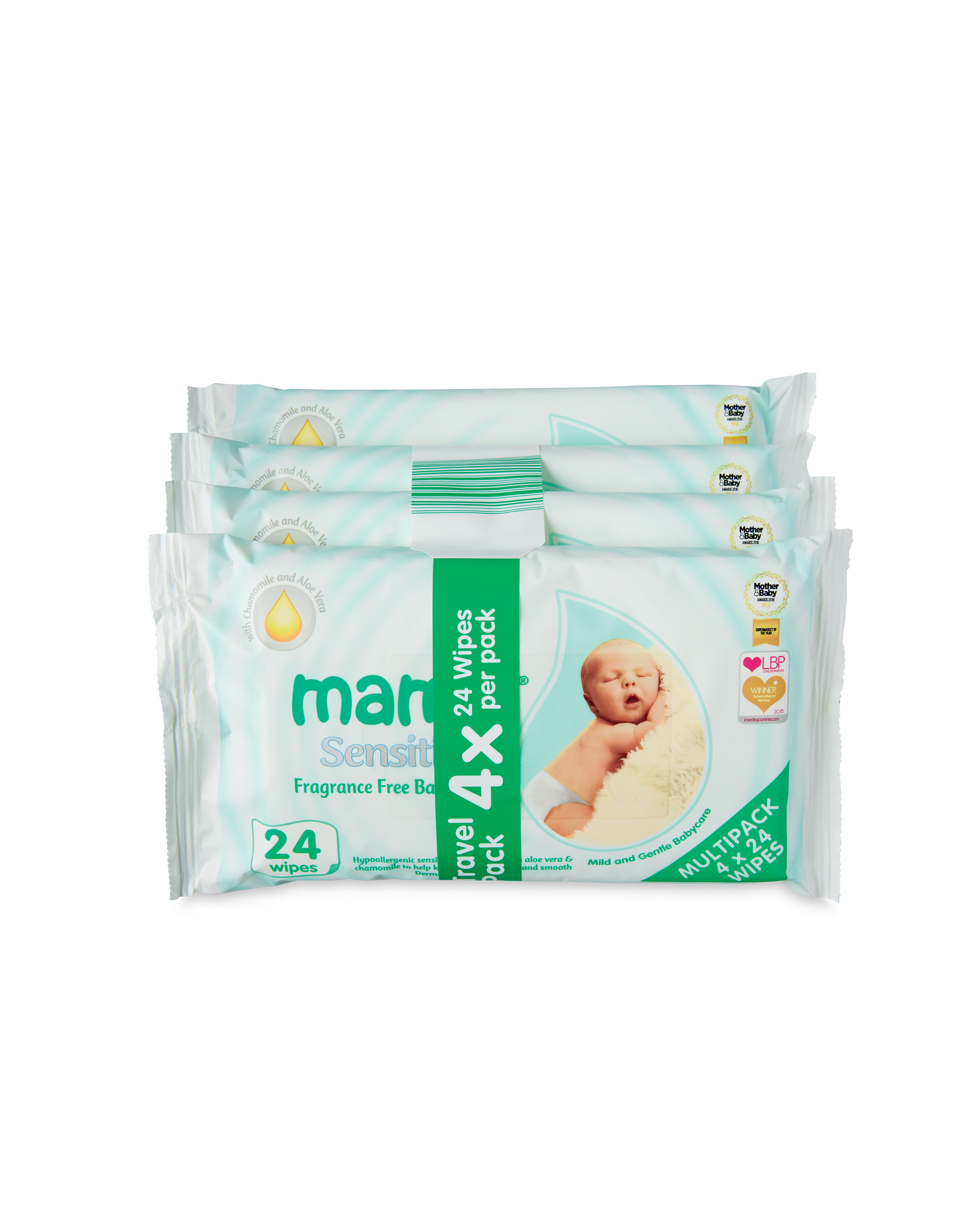 Mamia Sensitive Baby Wipes 4 x 24 ALDI UK