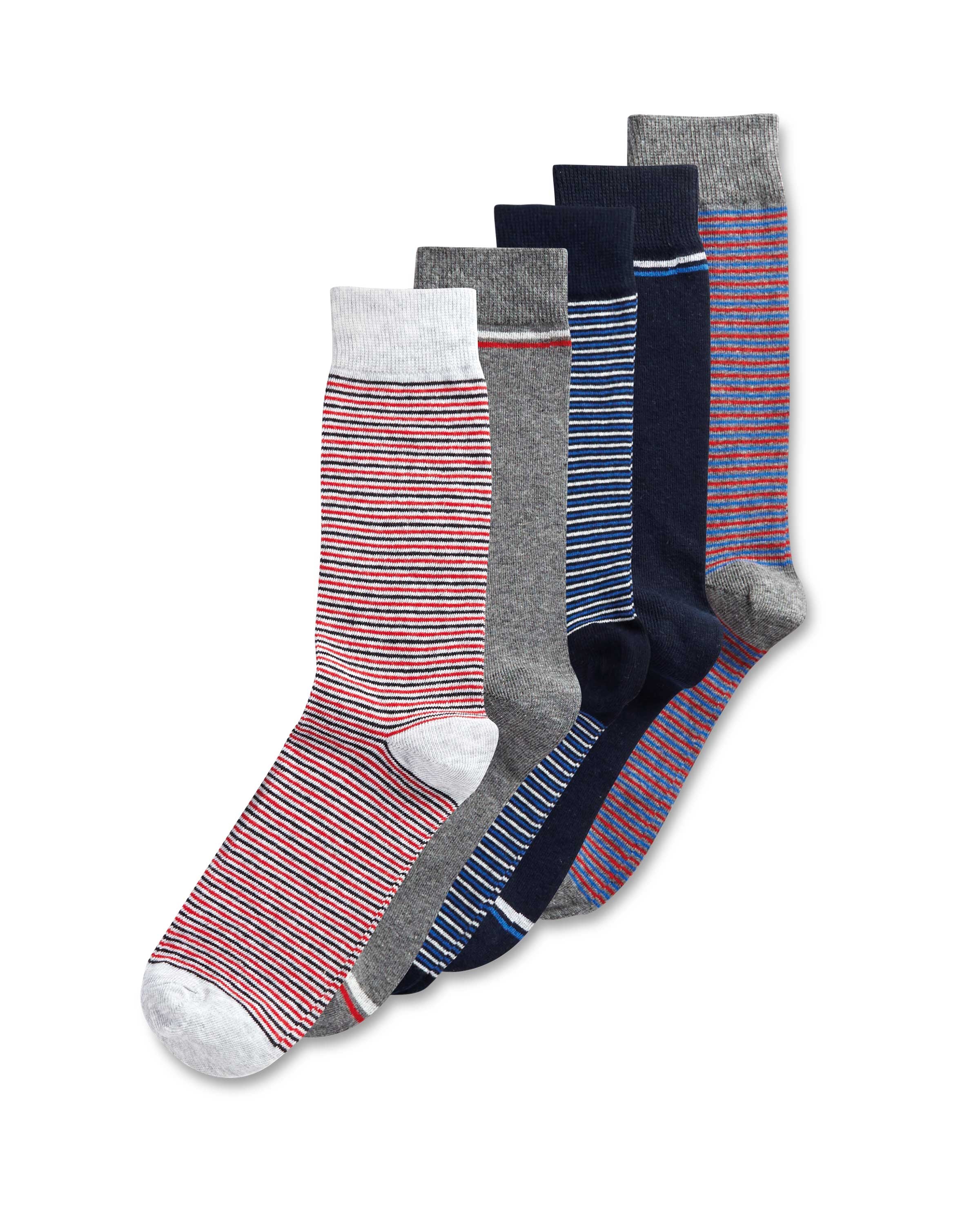 Mens Blue Stripe Socks 5 Pack ALDI UK