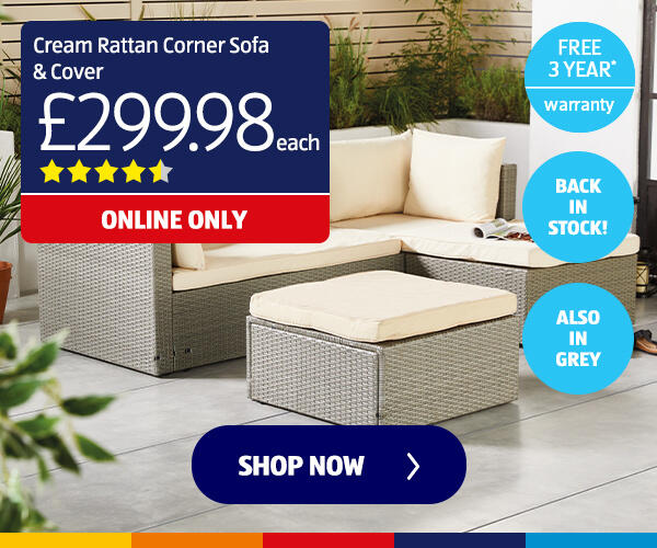 Cream Rattan Corner Sofa & Cover