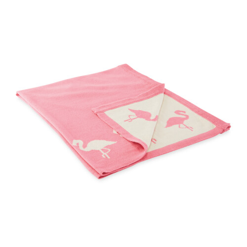 Offer Aldi Lily & Dan Flamingo Knitted Blanket Aldi