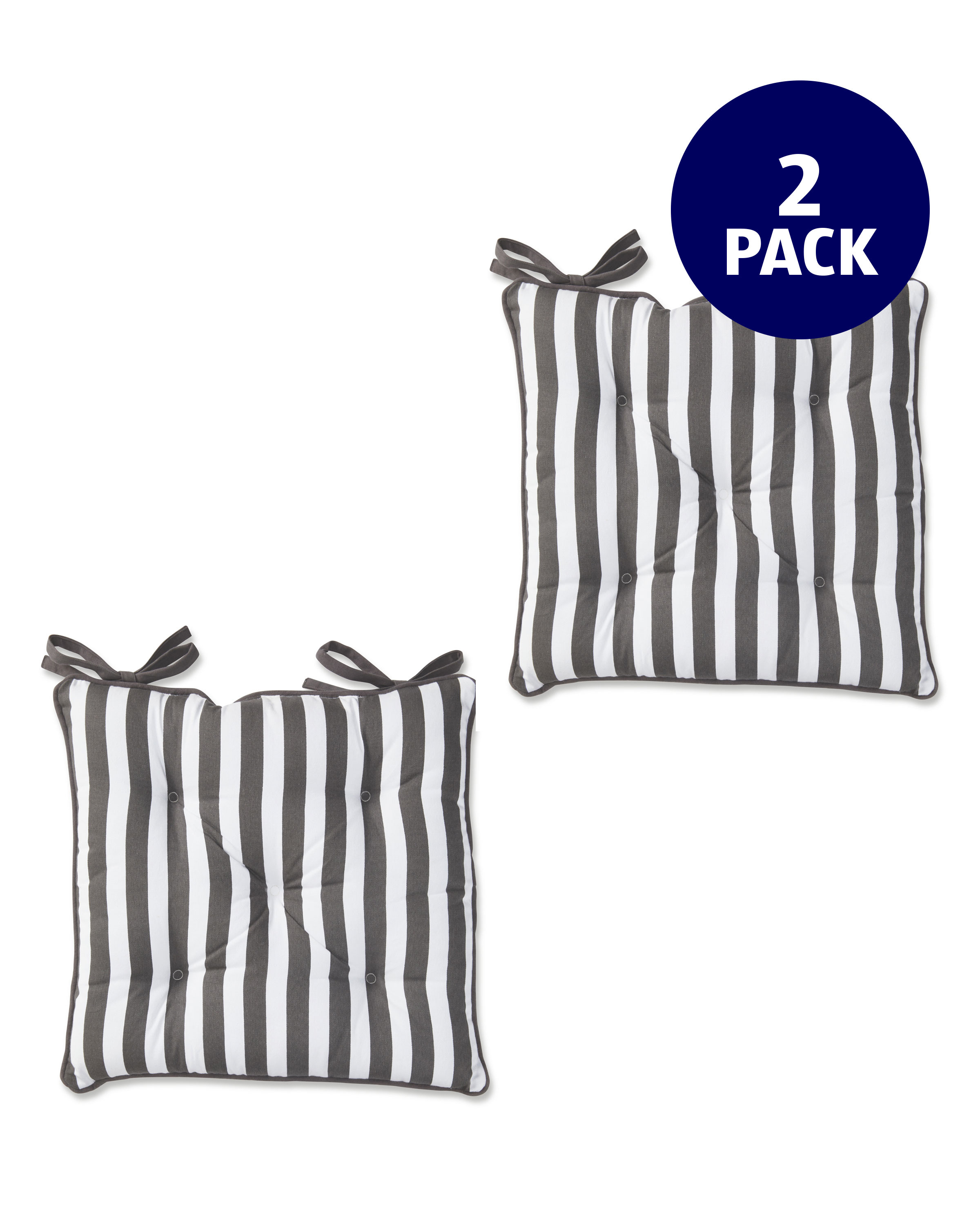 Piped Edge Striped Seat Pad Set ALDI UK