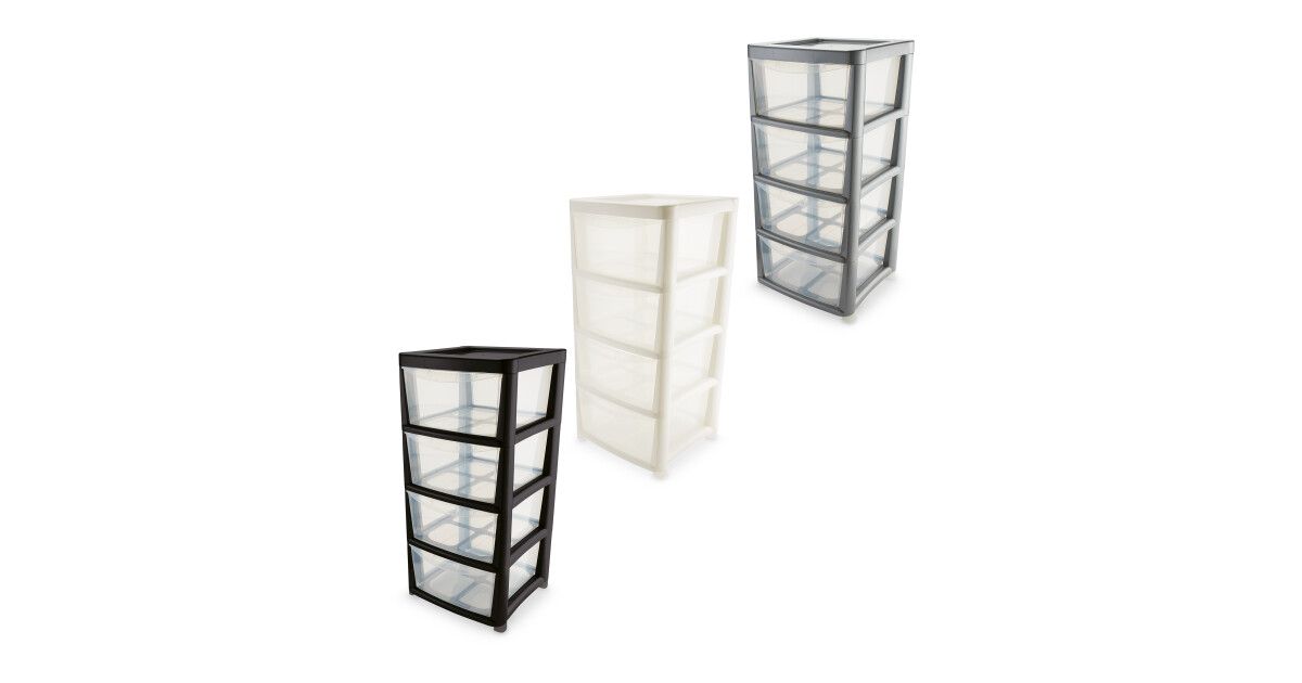 4 Drawer Storage Unit Storage Tower with Drawers ALDI UK