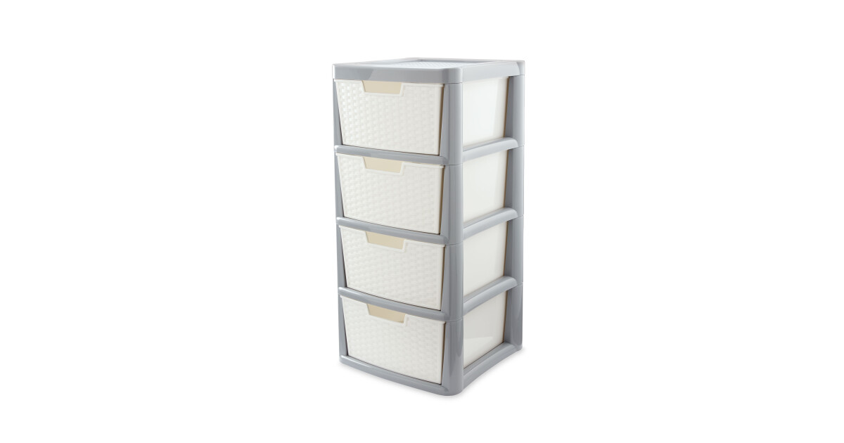 Rattan Effect 4Drawer Tower ALDI UK