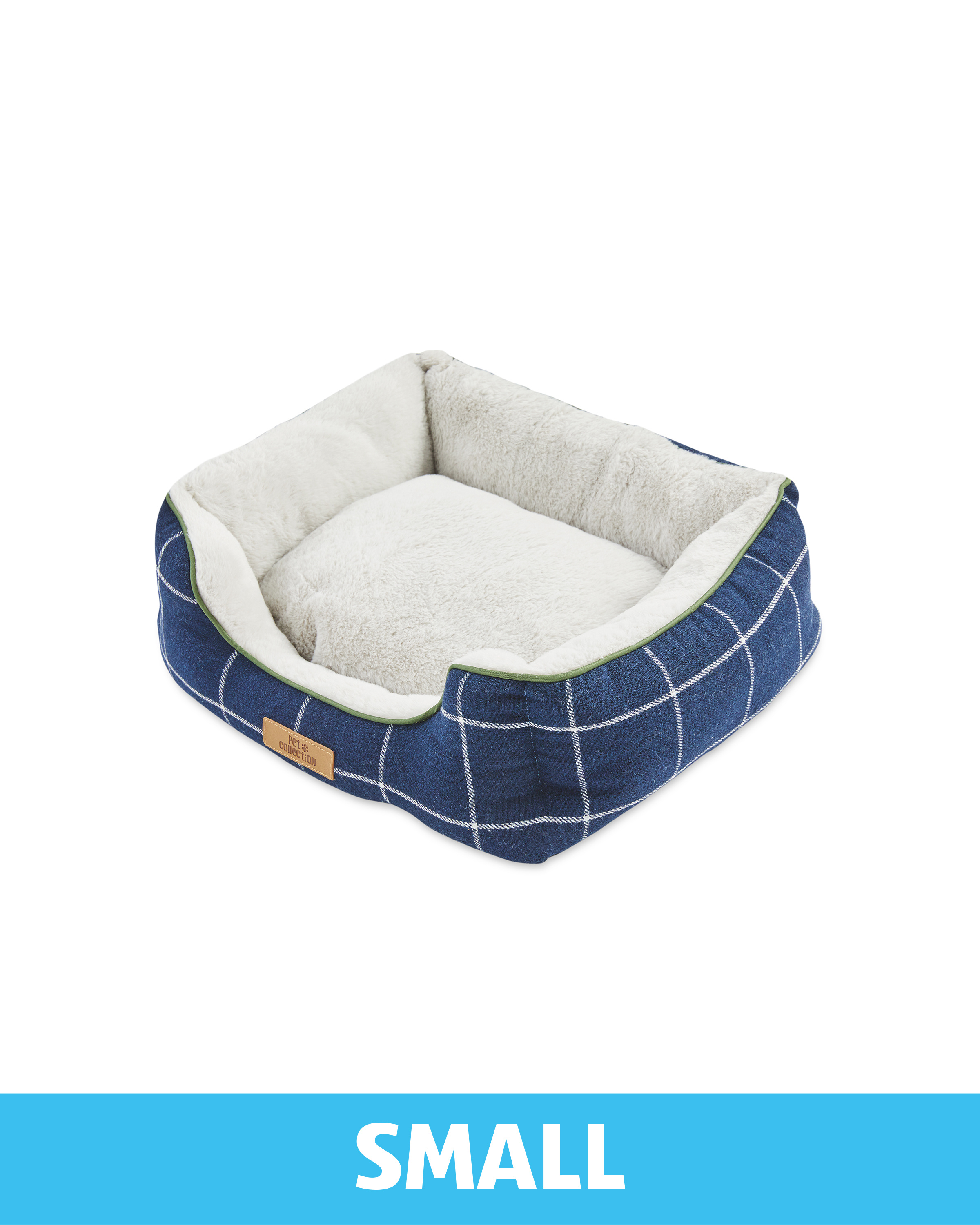Small Navy Check Pet Bed ALDI UK
