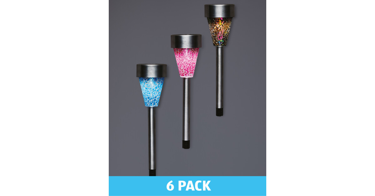 Solar Mosaic Stake Lights Blue/Pink - ALDI UK