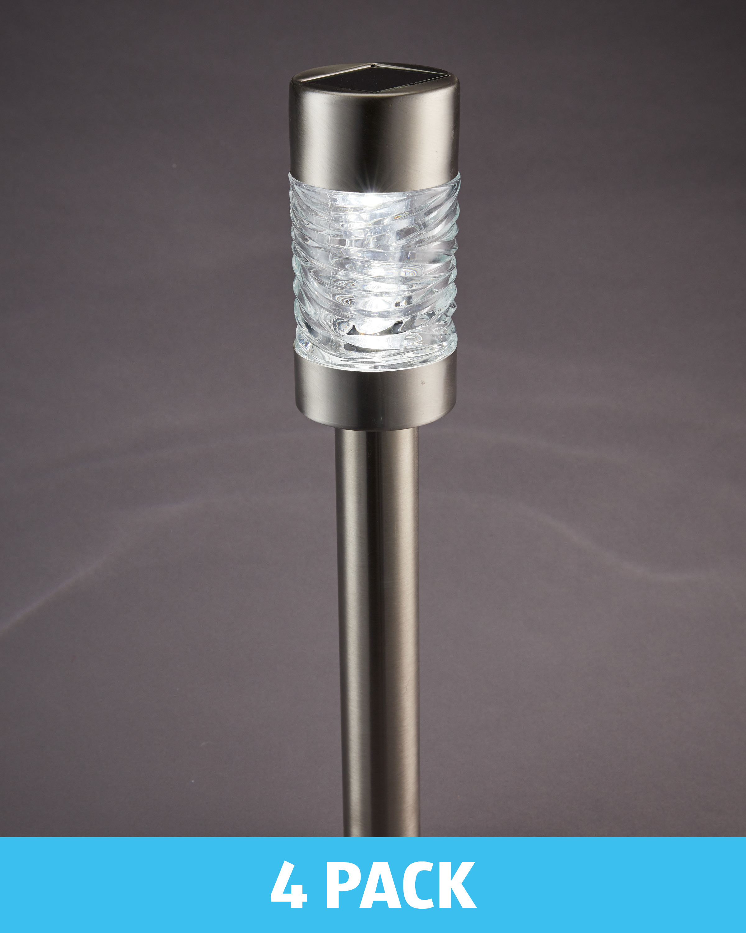 Steel Solar Stake Lights 4 Pack ALDI UK