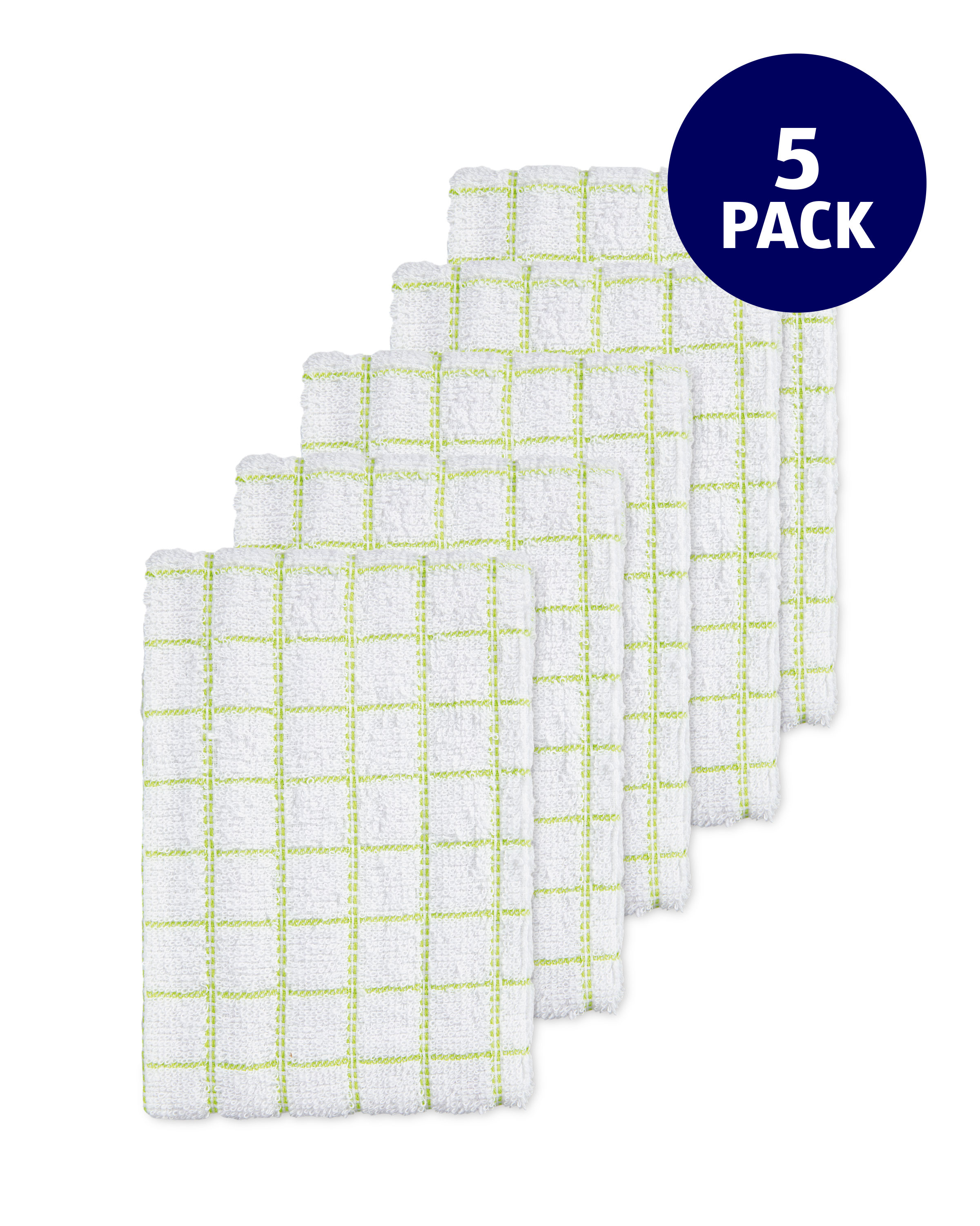 Green Terry Tea Towels 5 Pack ALDI UK