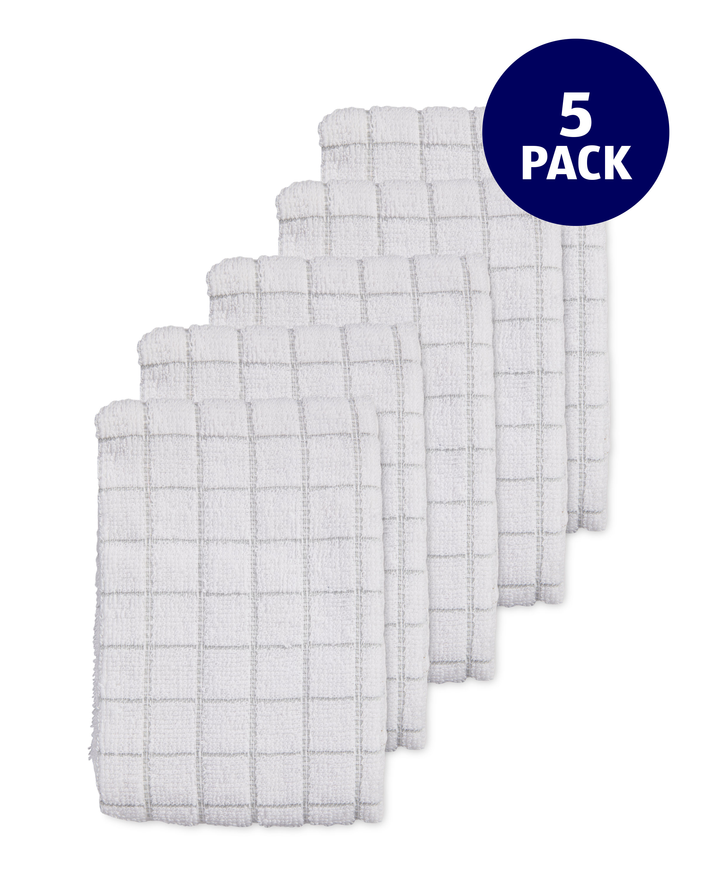 Light Grey Terry Tea Towels 5 Pack ALDI UK
