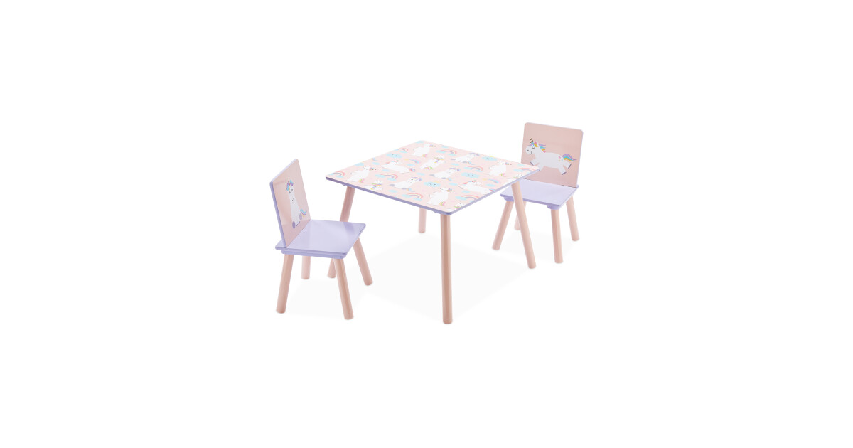 Unicorn Table And Chairs - Unicorn Wooden Table And Chairs : Brown