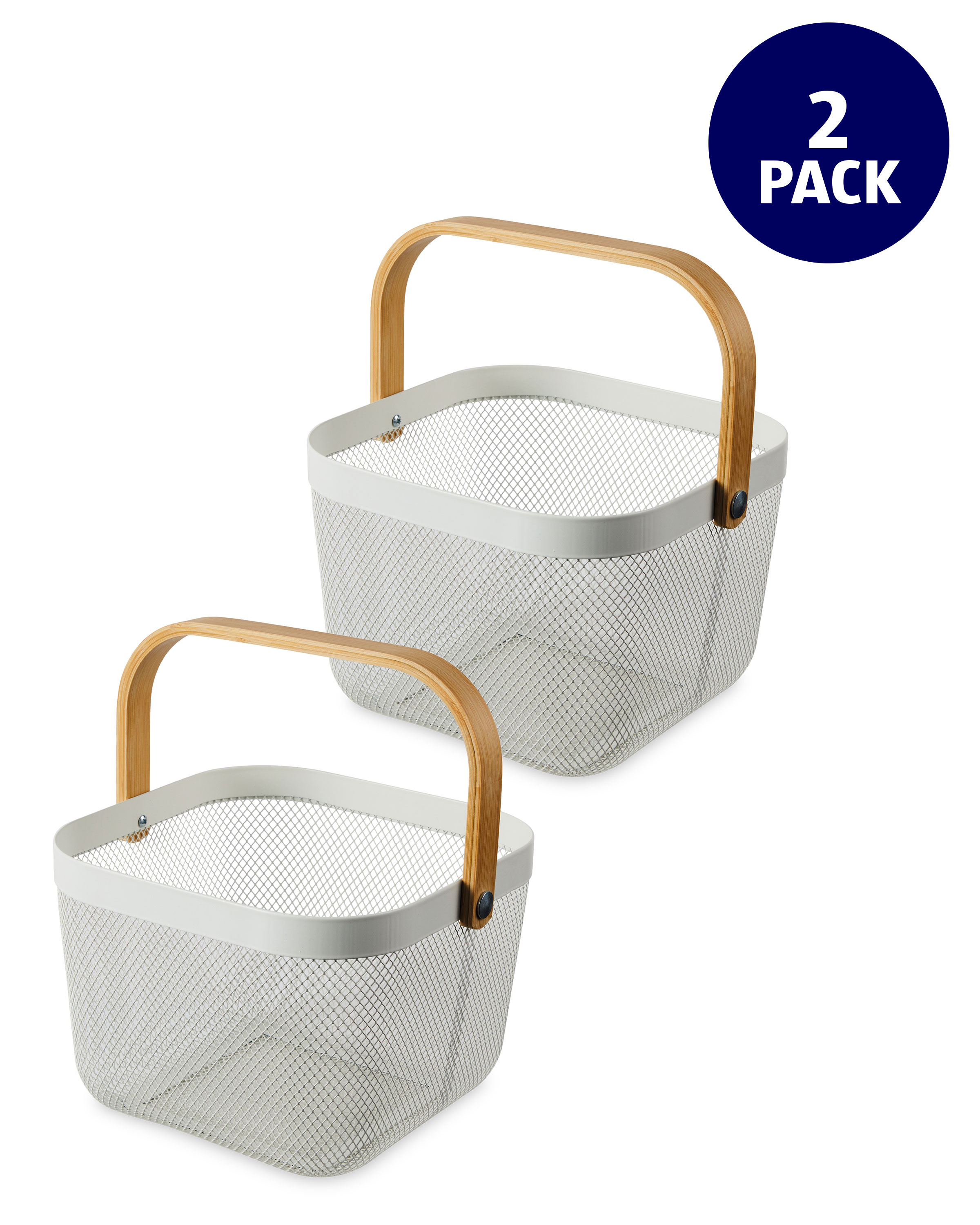 White Kitchen Storage Basket 2 Pack ALDI UK
