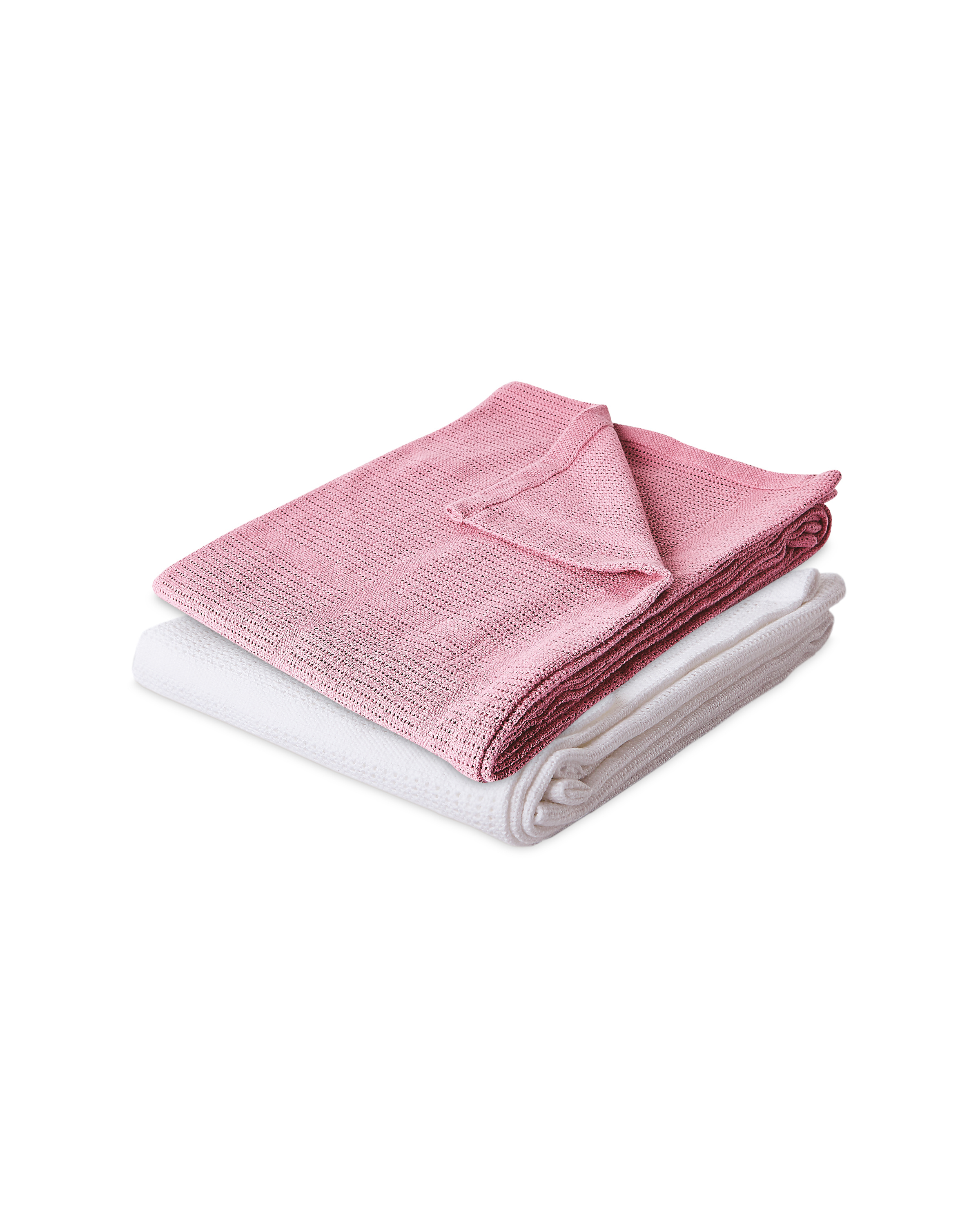 White/Pink Cellular Blanket 2 Pack ALDI UK