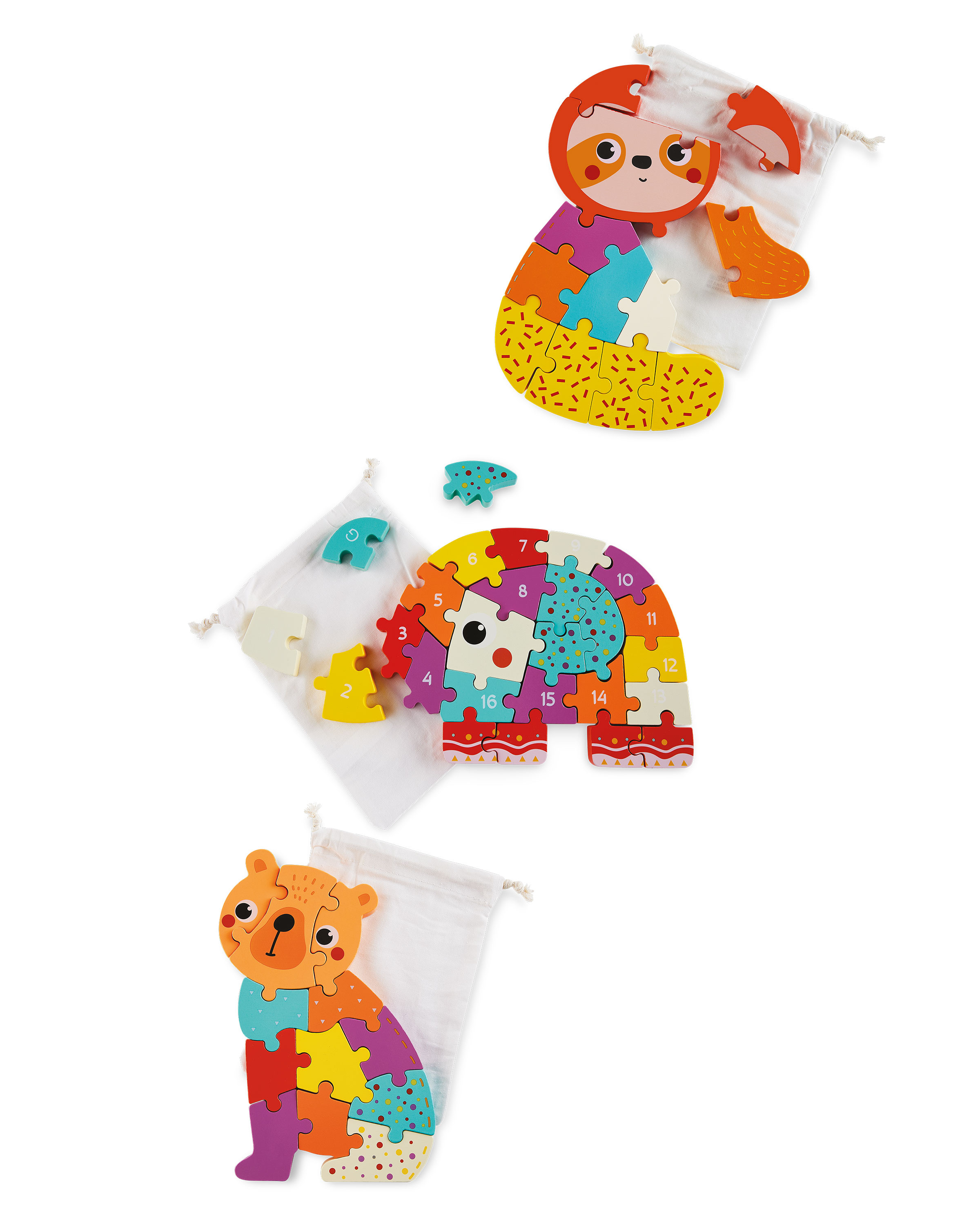 Wooden Animal Number Puzzles ALDI UK