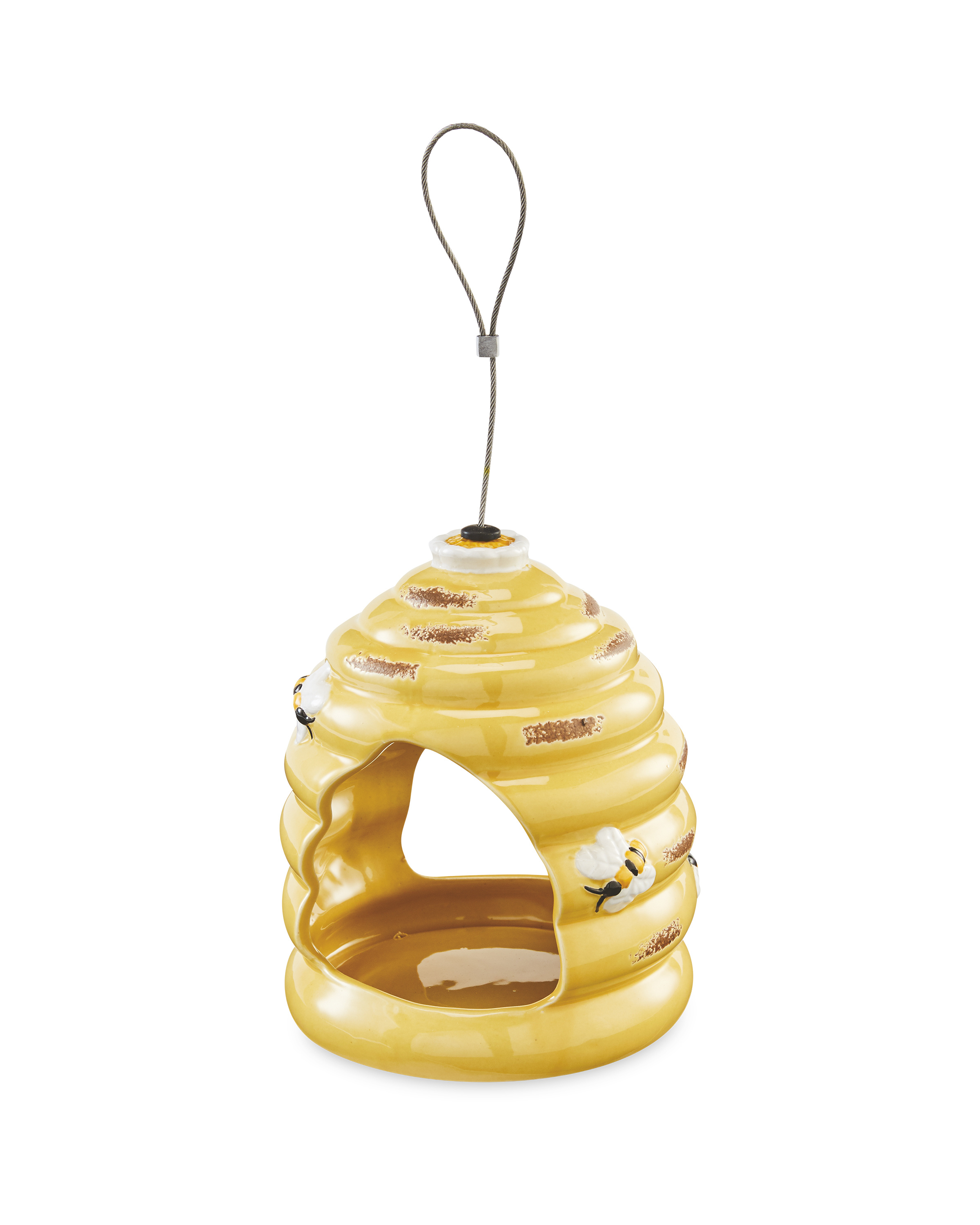 Yellow Beehive Ceramic Bird Feeder ALDI UK